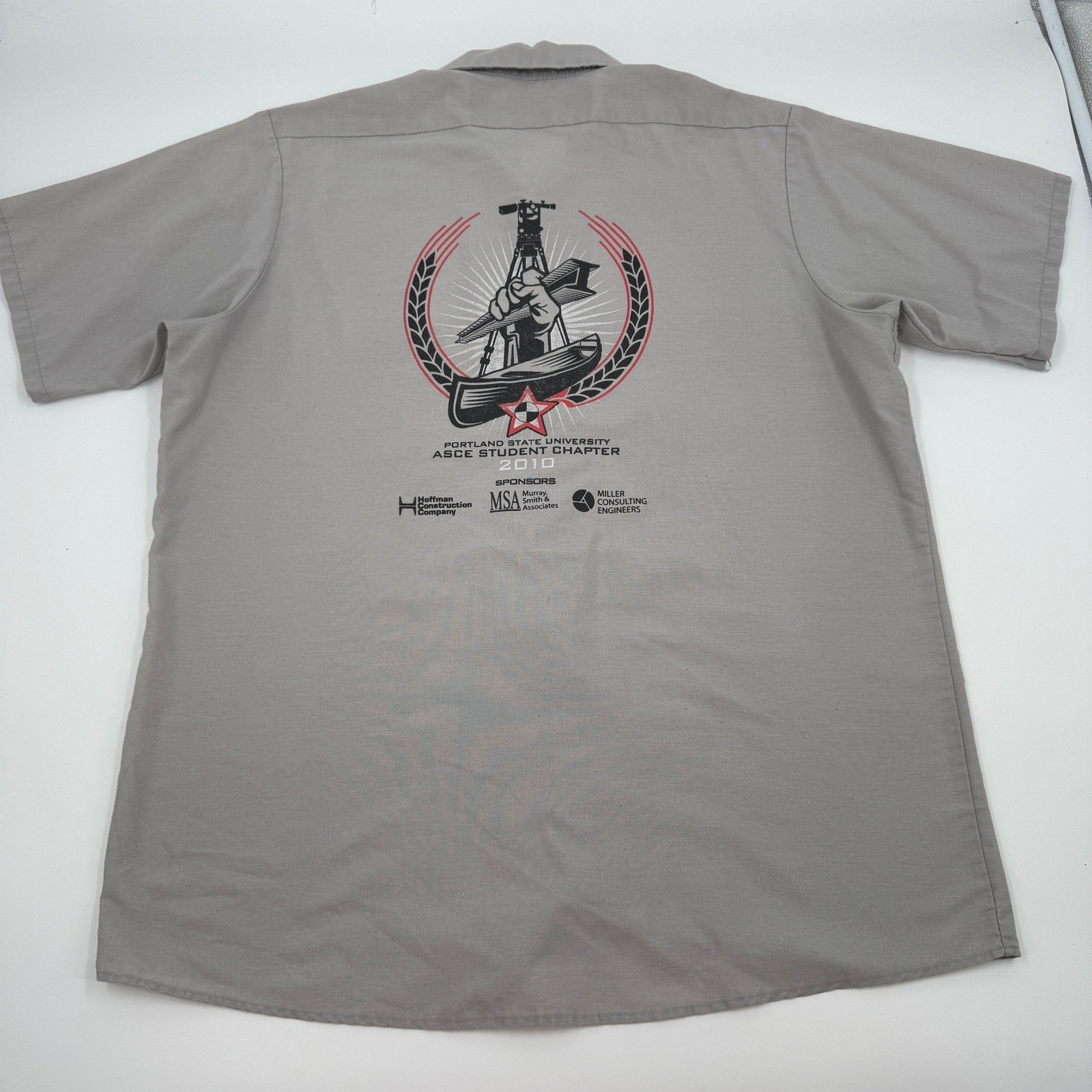 Red Kap Mens Grey Portland State University ASCE Work Shirt Large SP24SV4
