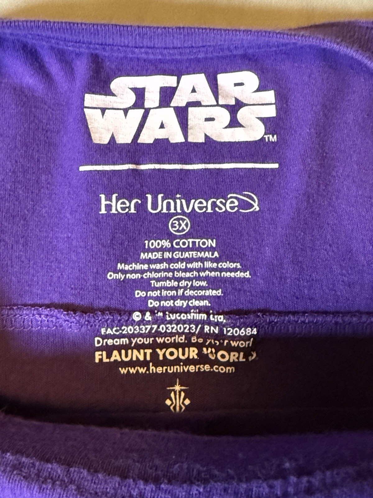 Star Wars Her Universe Darth Vader Size 3XL Purple Dark Side Graphic Tee