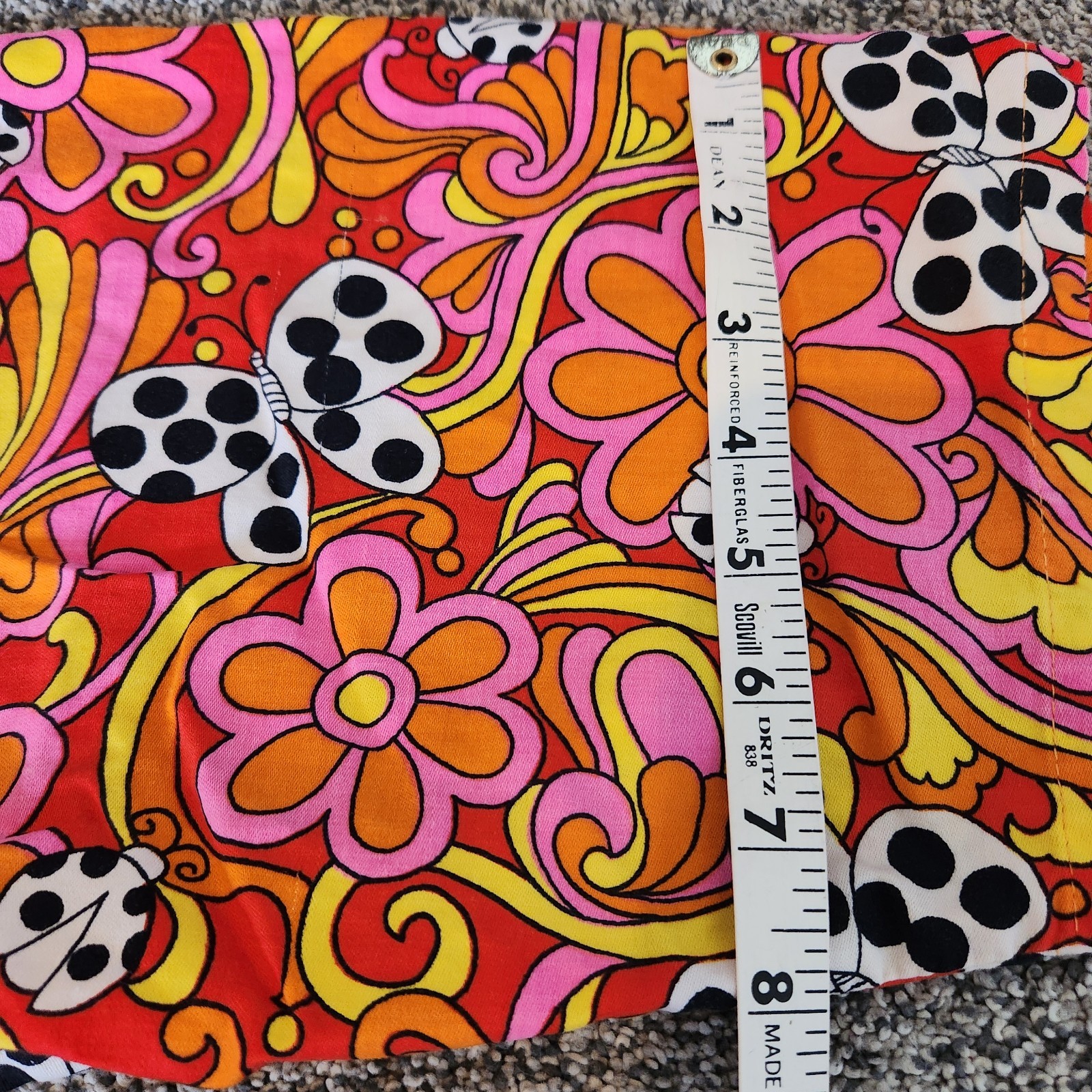Vtg 60s Psychedelic DESIGN HOUSE Artist MCM Smock Apron MOD Flower Power Ladybug