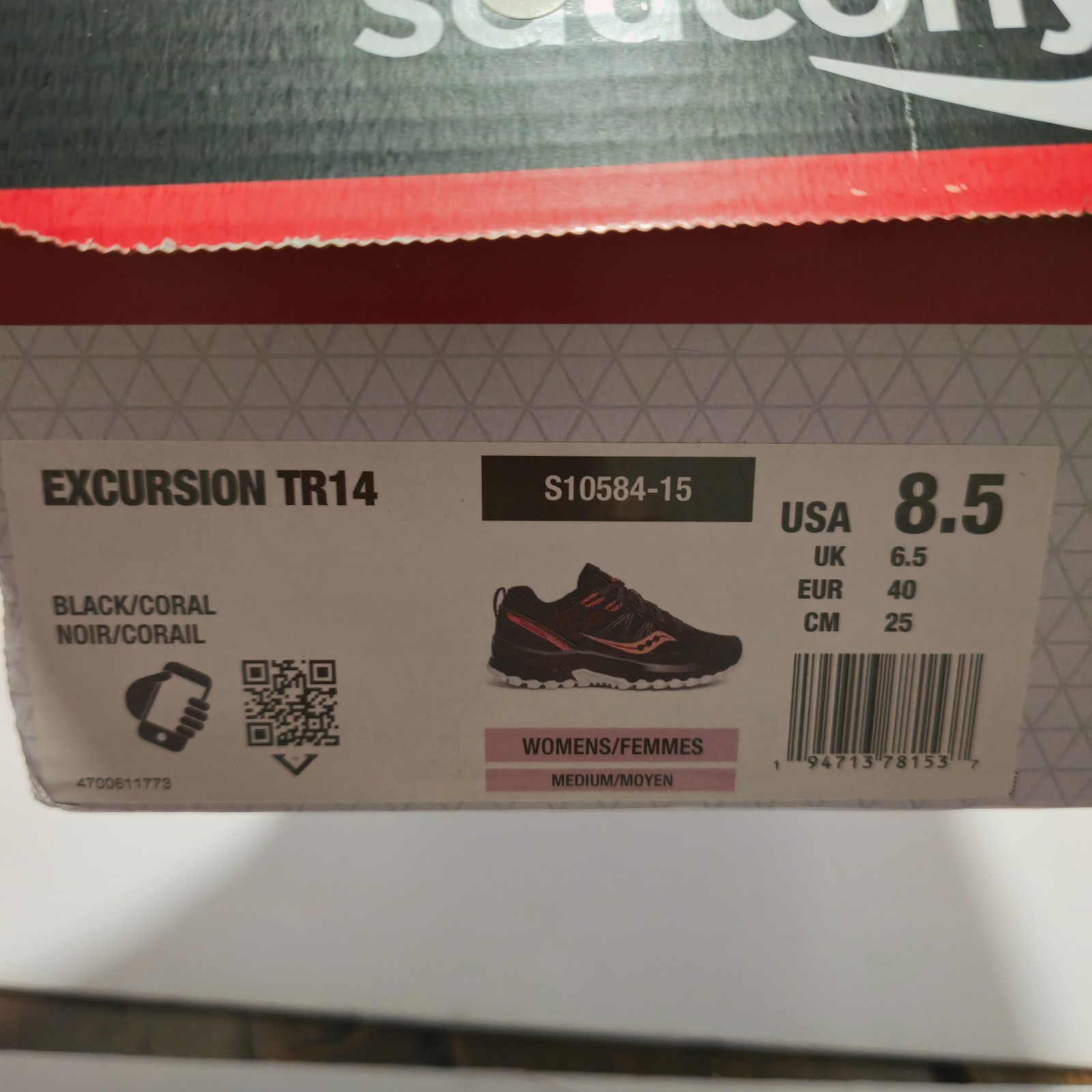 Saucony Women’s Excursion TR14 Trail Running Shoes Black Coral Size 8.5