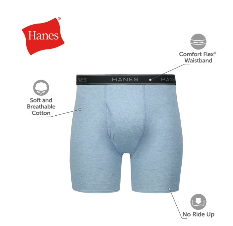 Hanes Men’s Super Value Pack Assorted Boxer Briefs, 10-Pack Soft and Breathable