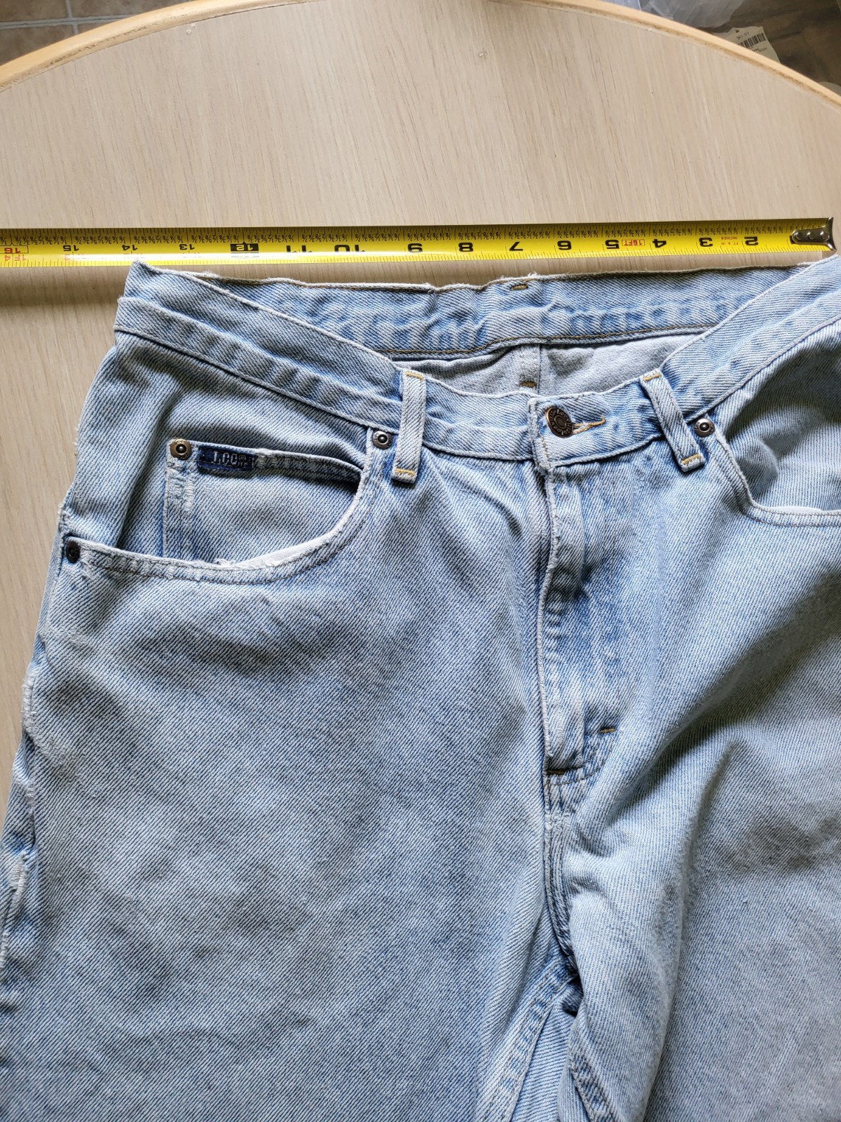 Lee Light Wash Blue Denim Straight Jeans Regular Fit 5-Pocket Button