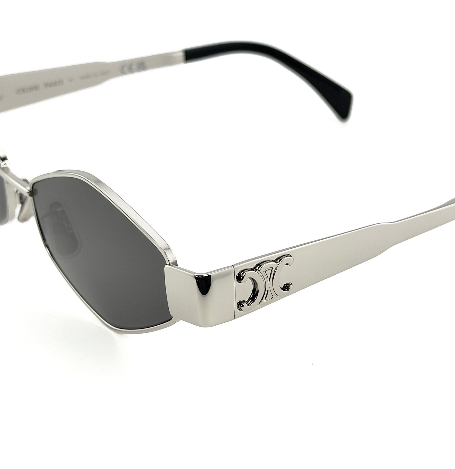 CELINE CL40254U 40254 METAL TRIOMPHE Silver Gray Oval Unisex Sunglasses 16A