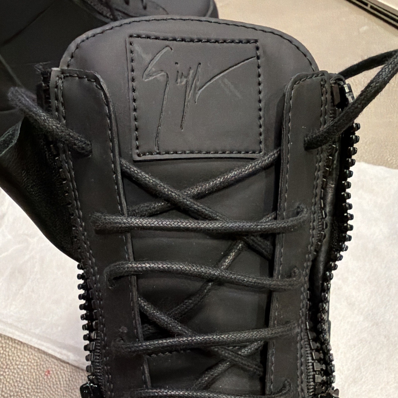 Giuseppe Zanotti Double-Zip Men’s Black High-Top Lace-Up Sneakers