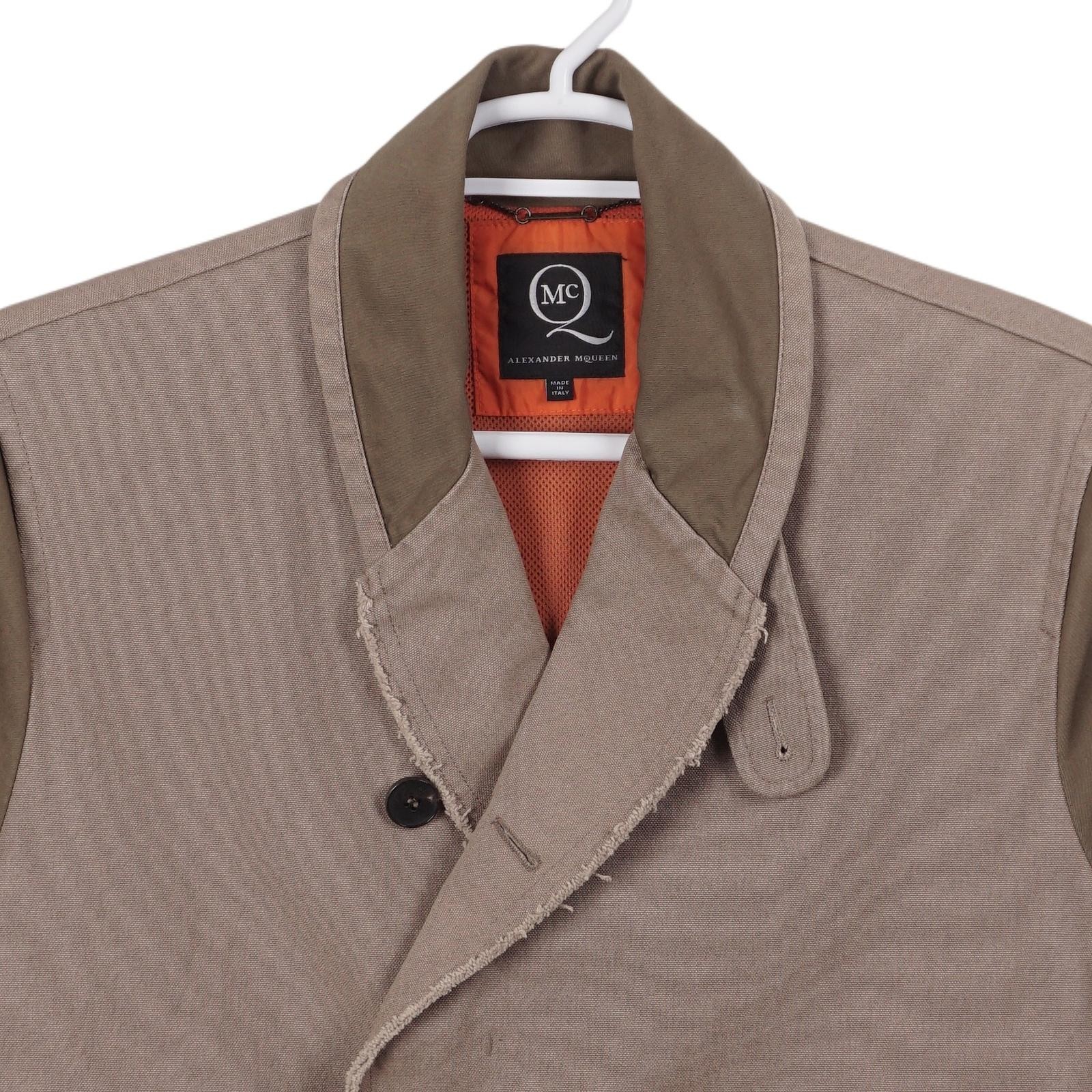 Alexander McQueen Bomber Jacket IT 52 Brown Canvas Green Shawl Collar Button Up