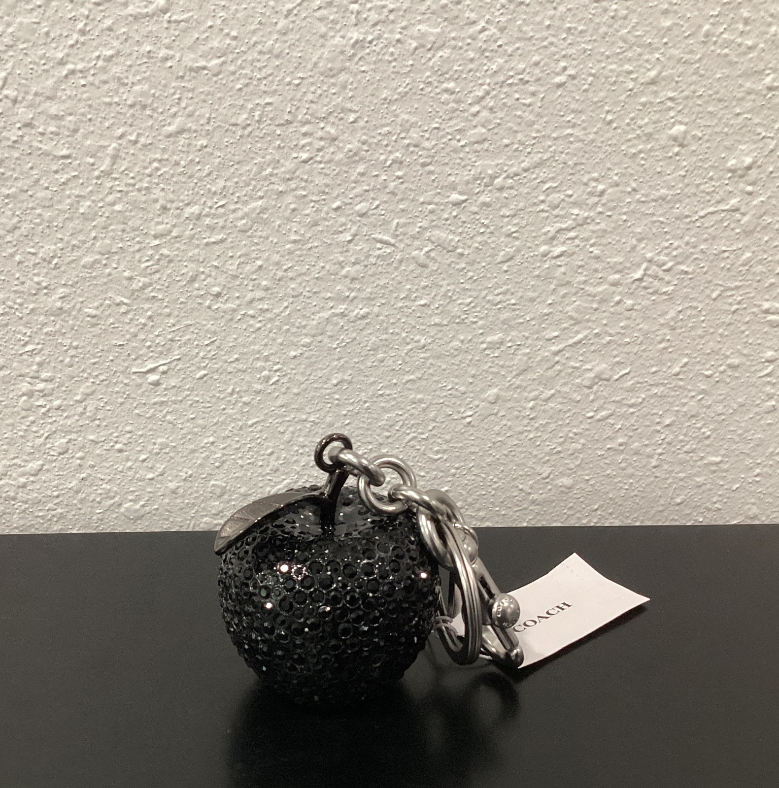 Coach Crystal Apple Black Bag Charm Keyring CCD29 2.0″ x 2.0″ Weighs 4.3 oz.