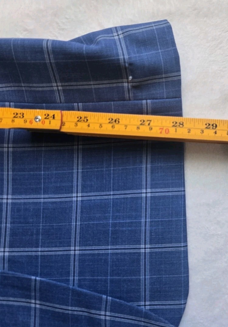 Lineage Performance Stretch Fabric Blue Windowpane 2pc Suit Mens 50R Pants W44