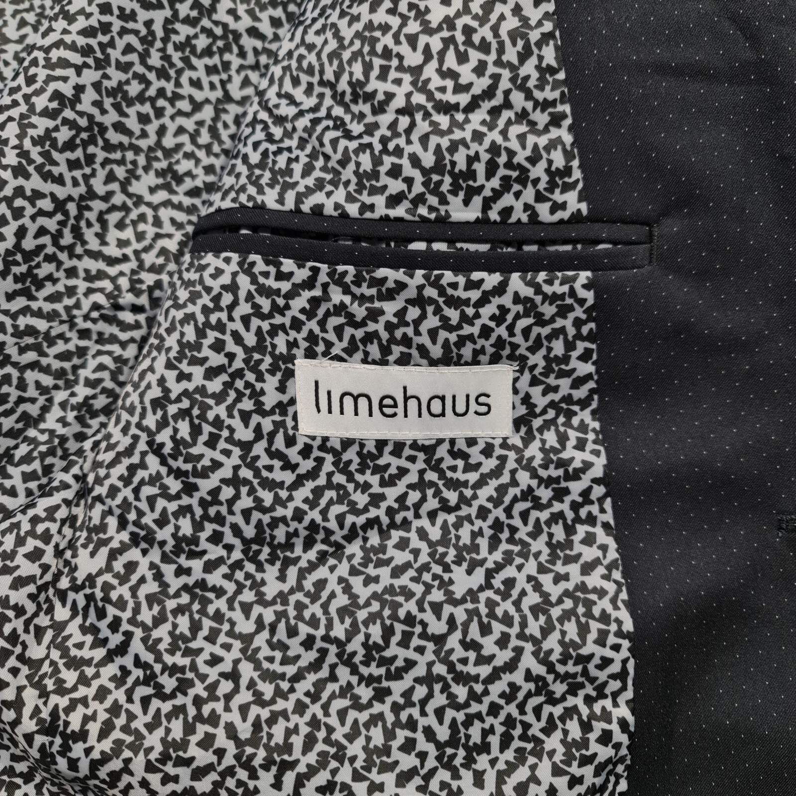 Limehaus Mens Suit Jacket Navy Blue 38 S Pin Dot Slim Fit Stretch Blazer