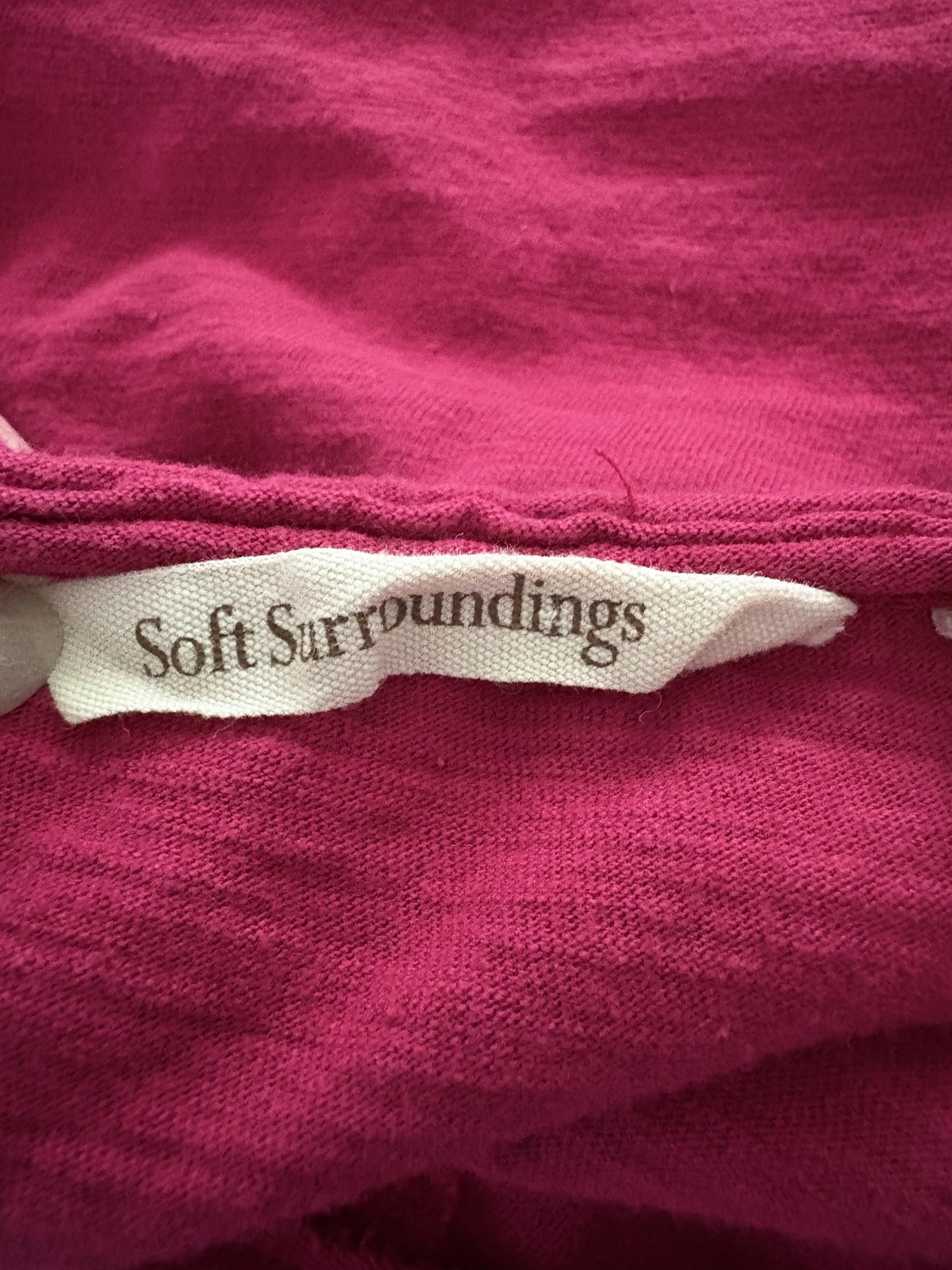 Soft Surroundings Tank Top S Raspberry Asymmetrical Button Accent Beach Minimal