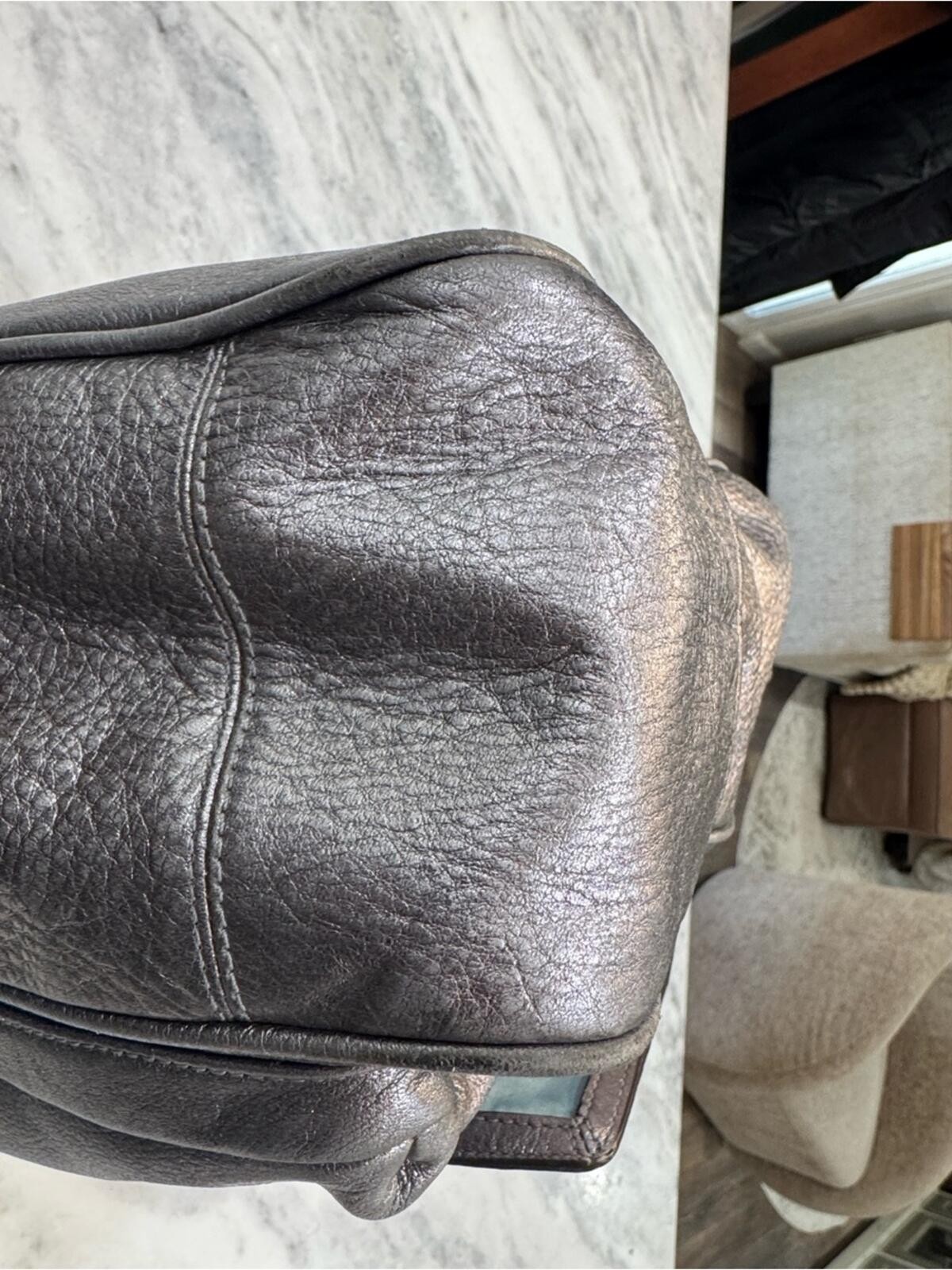 Coach Poppy Leather Pushlock North South Tote