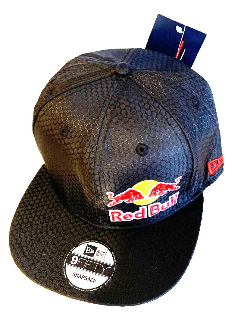 2025 New Black Flat Brim Cap w/Offset Logo. Hexagon Design. MotoGP. Motocross.