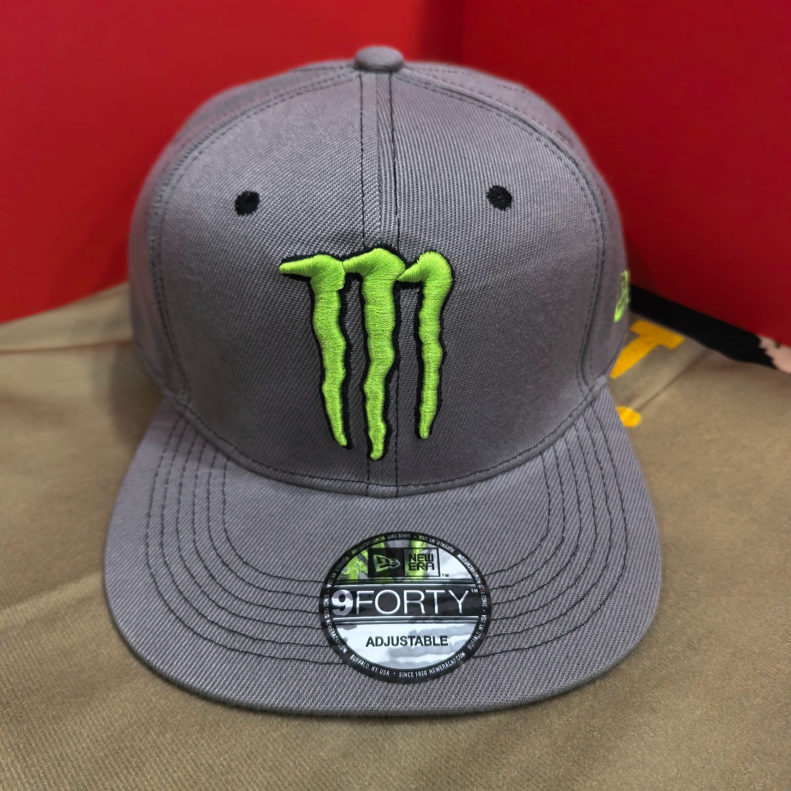 Monster Energy Casual Breathable Flat-Brim Cap Gray Adjustable