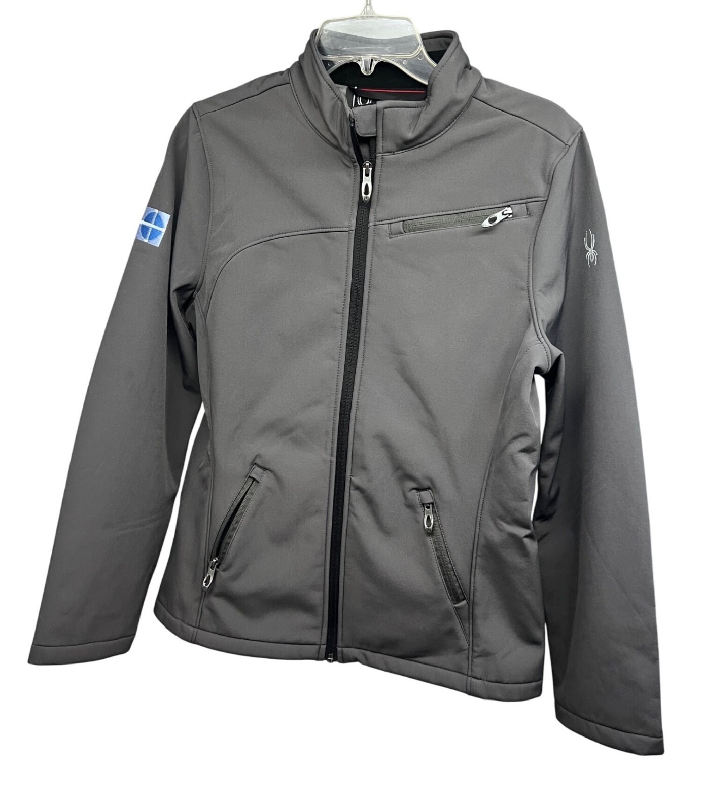 Spyder Transport Polar Gray Waterproof Softshell Zip Up Jacket Medium Pockets