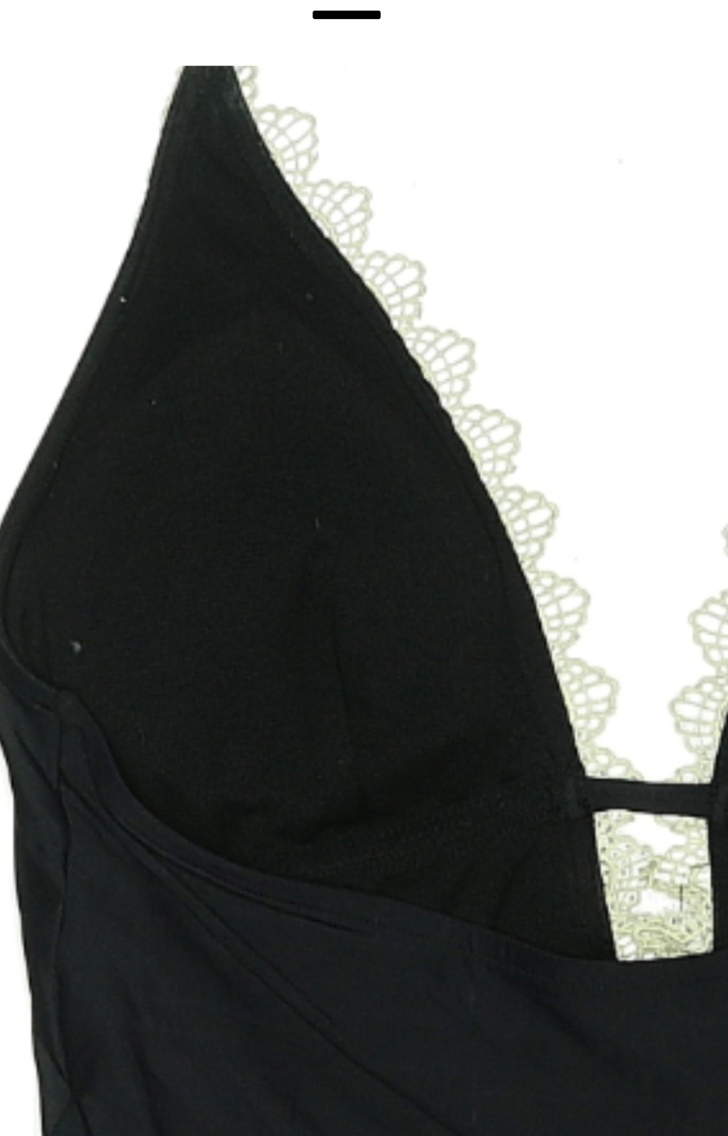 Angel Suit Brand W-size M Black/Cream Crochet V-neck line One Piece Swimsuit.