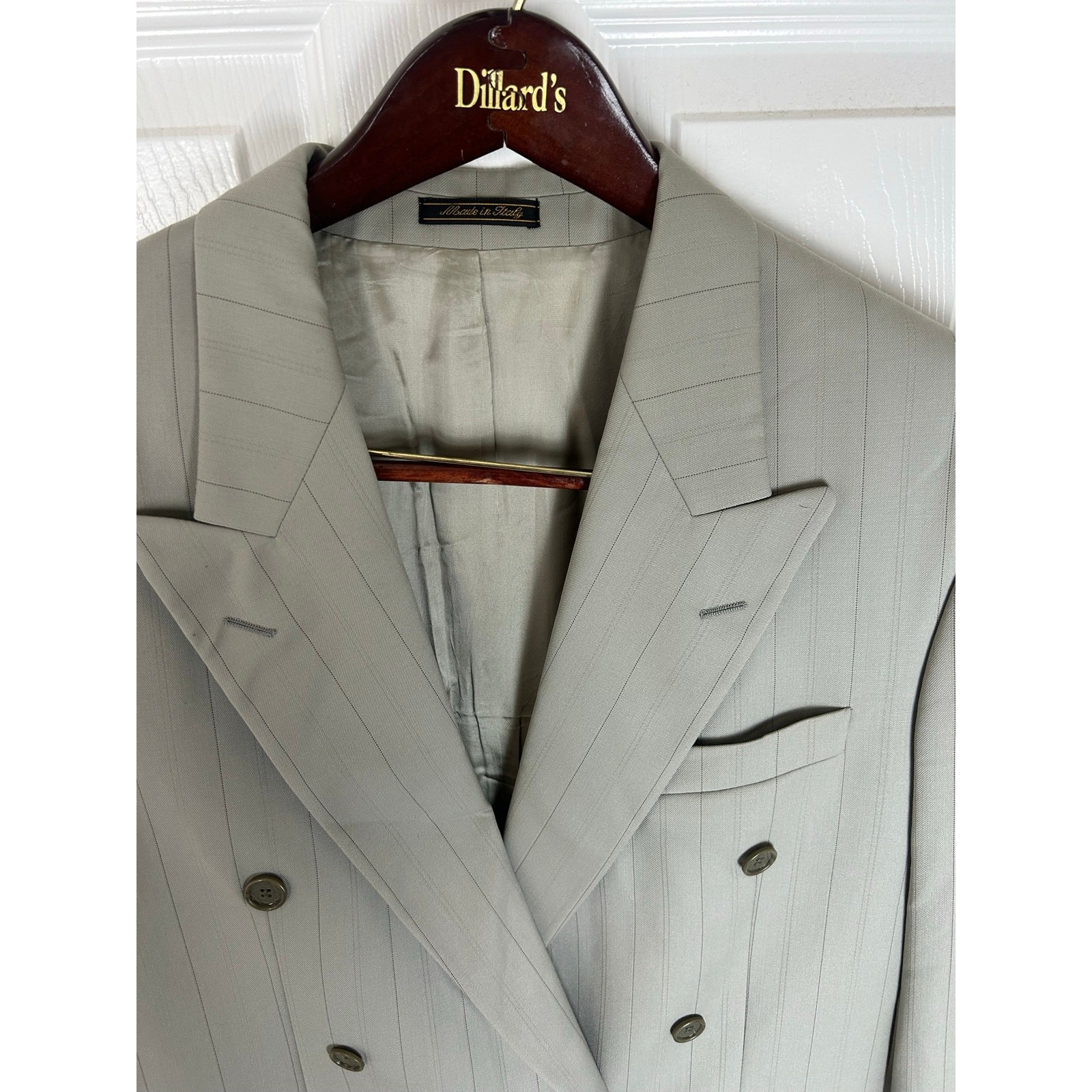 Toscanini Collezione Oro Double-Breasted Pinstripe Blazer Made Italy 52IT 42US