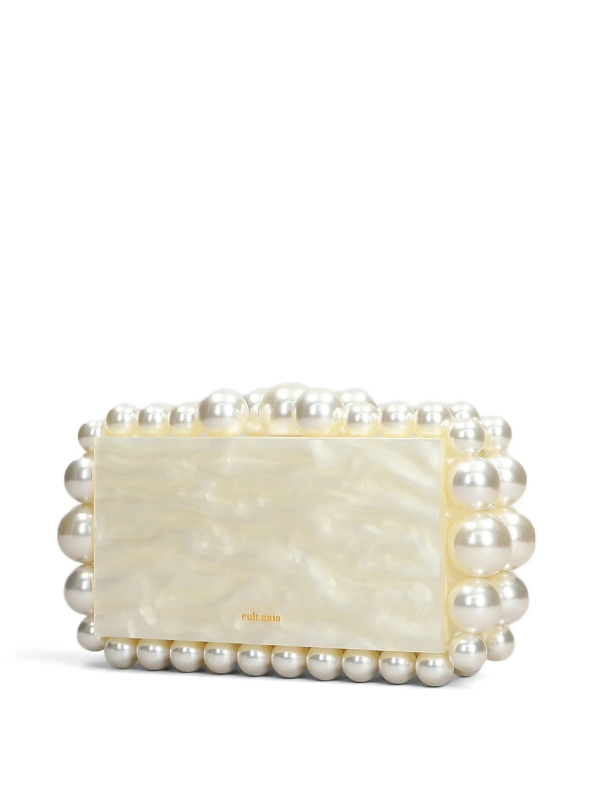 Cult Gaia G16104 Eos Beaded Acrylic Box Clutch in Ivory