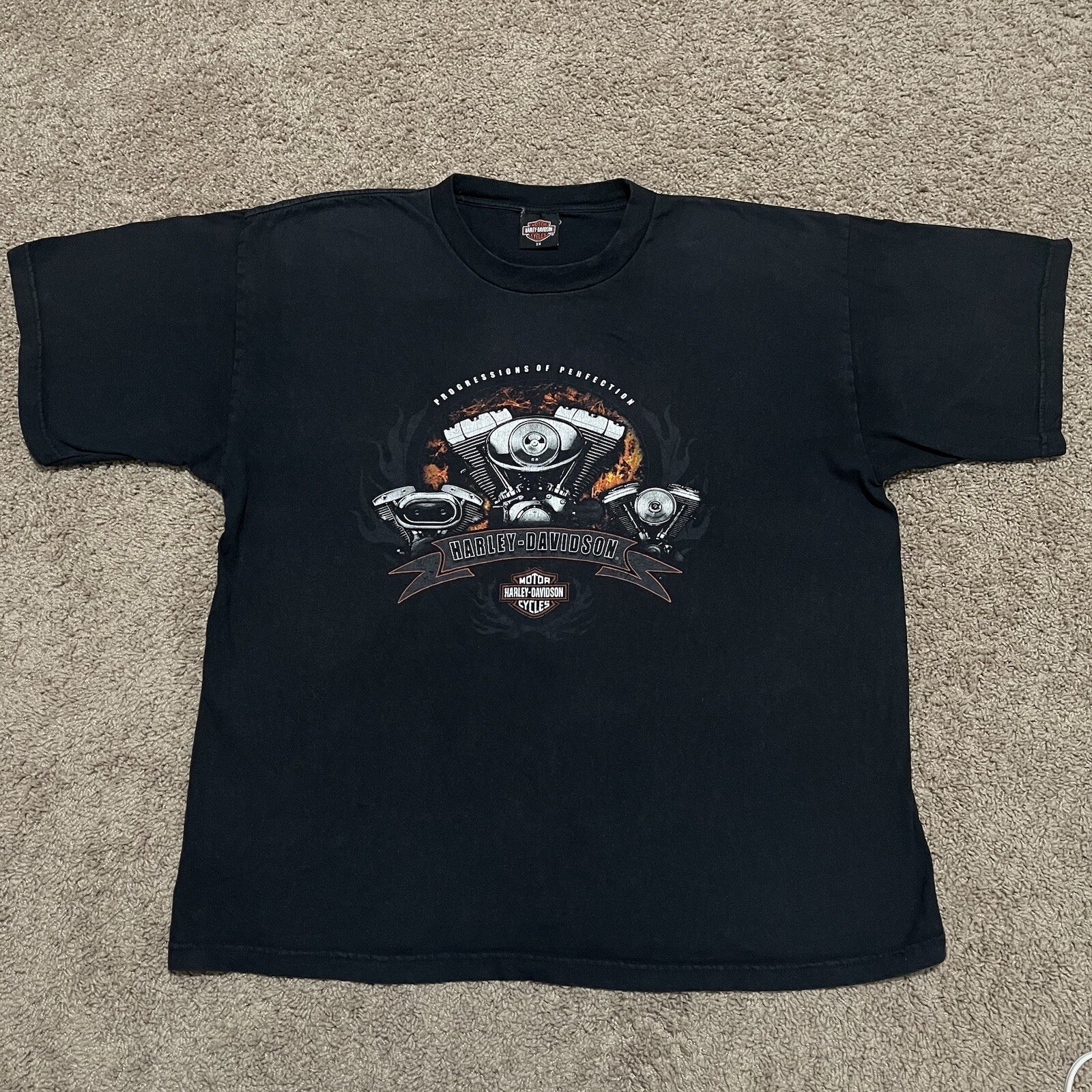 VTG Harley Davidson Shirt Mens 2X Black Double Sided Rock Springs Wyoming Biker