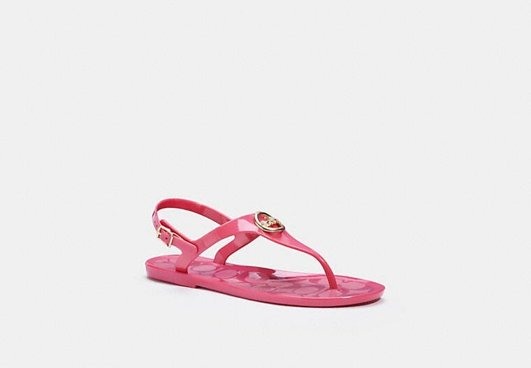 New Coach Nicolle Jelly Thong Sandals Fuchsia size 5 B Pink