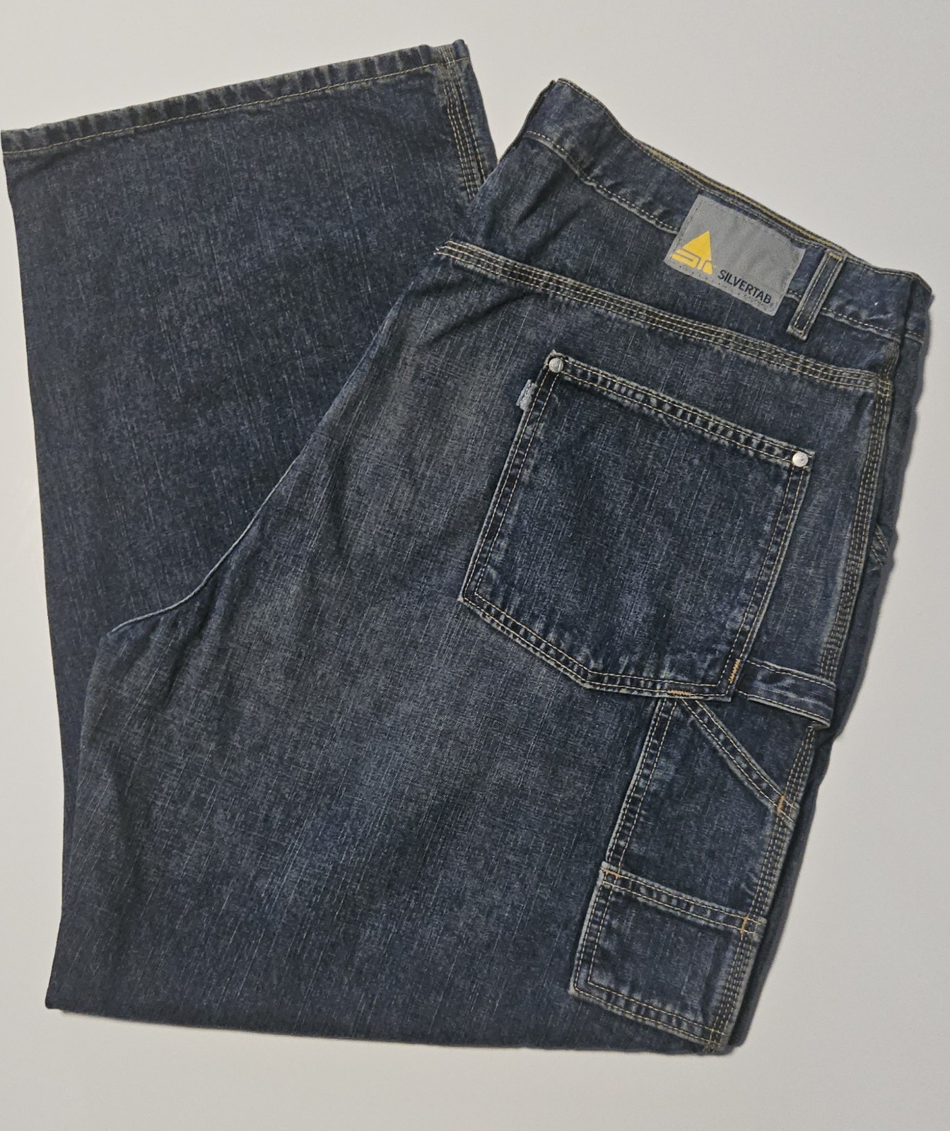 Vintage Y2k Levis Silvertab 42 X 30 Carpenter Jeans Hammer Loop Wide Leg