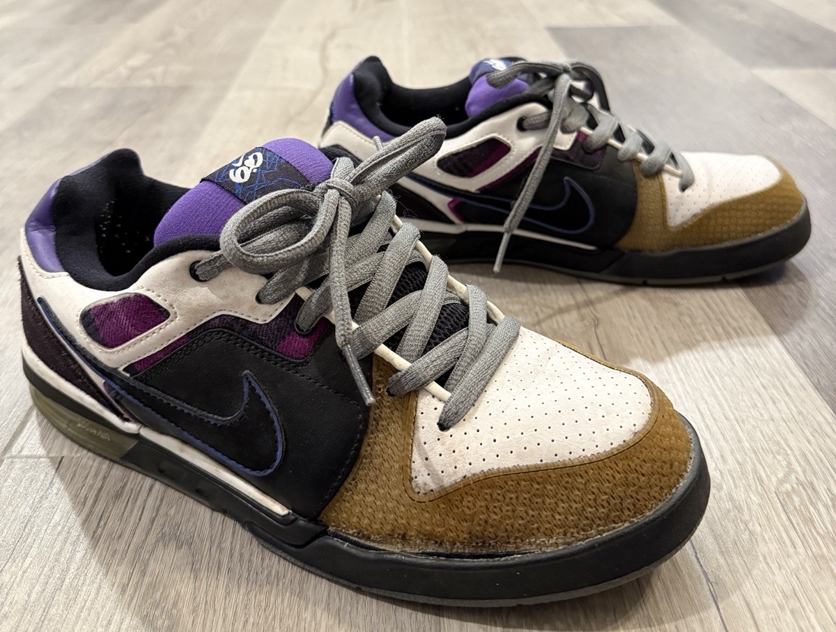 Nike SB Zoom Air 6.0 White/Black/Purple Shoes Sneakers (343870-102) – Size 10
