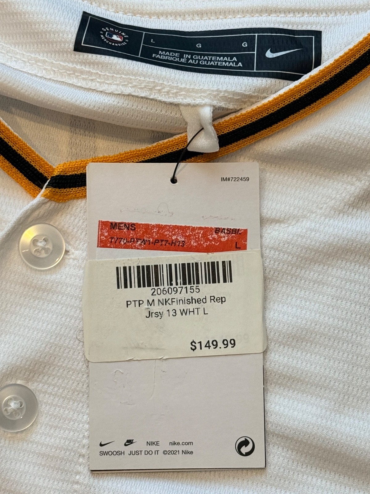 Ke’Bryan Hayes #13 Pittsburgh Pirates Nike Jersey Authentic Men’s L MLB