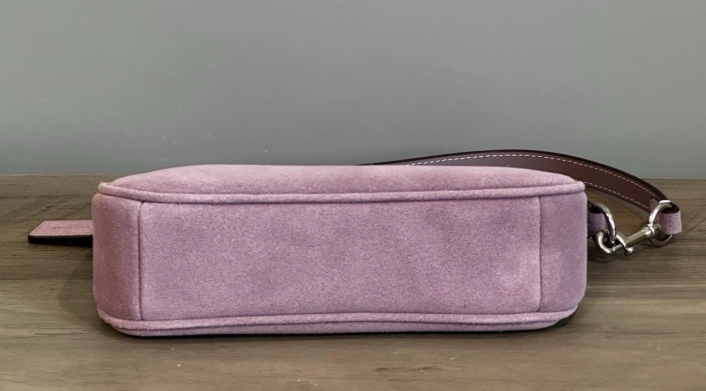 COACH Nolita 19 In Suede & Smooth Leather Wristlet Bag CDN25 Silver/Light Violet