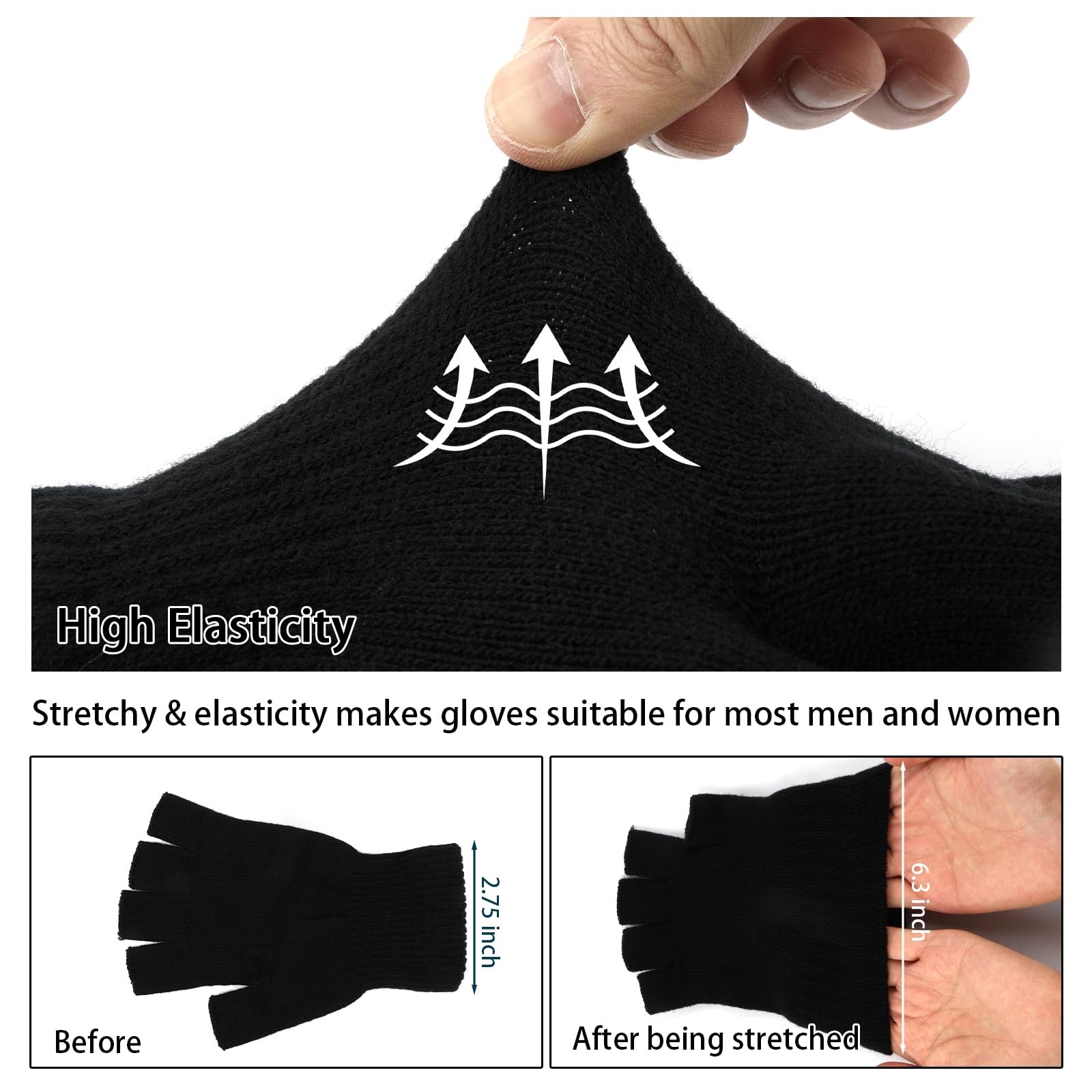 4 Pairs Winter Alpaca Wool Fingerless Gloves Men’s Knitted Half Finger Mitten