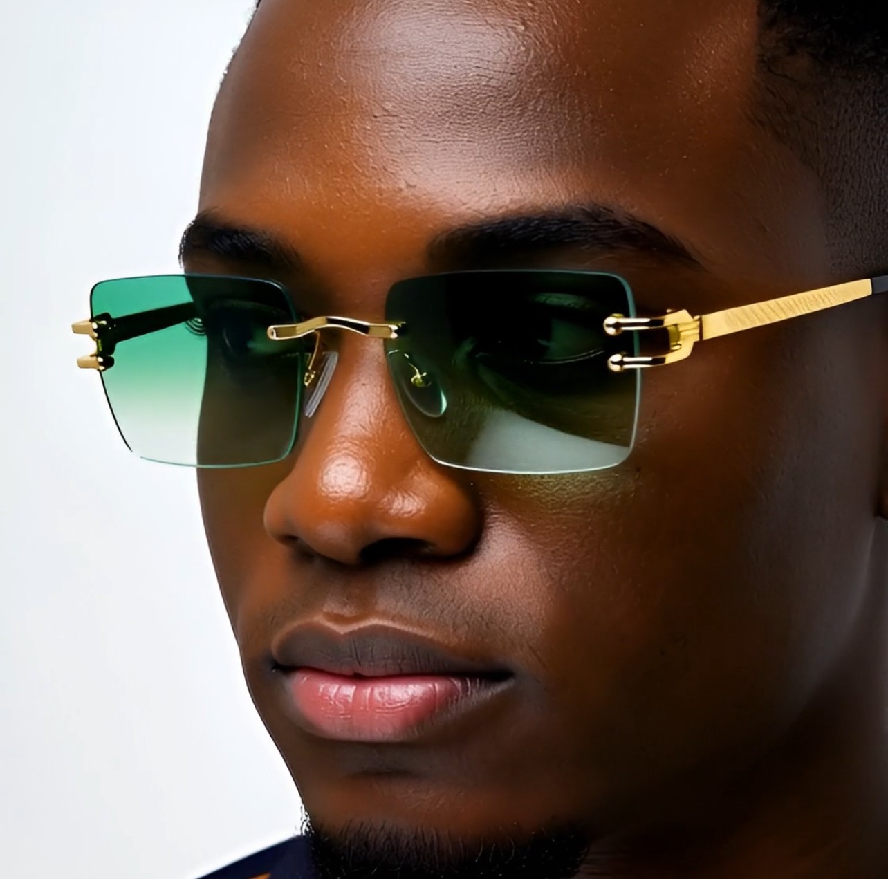 Hip Hop Glasses Clear Lens Gold Frame Rimless Square Shades Migos Quevo Style