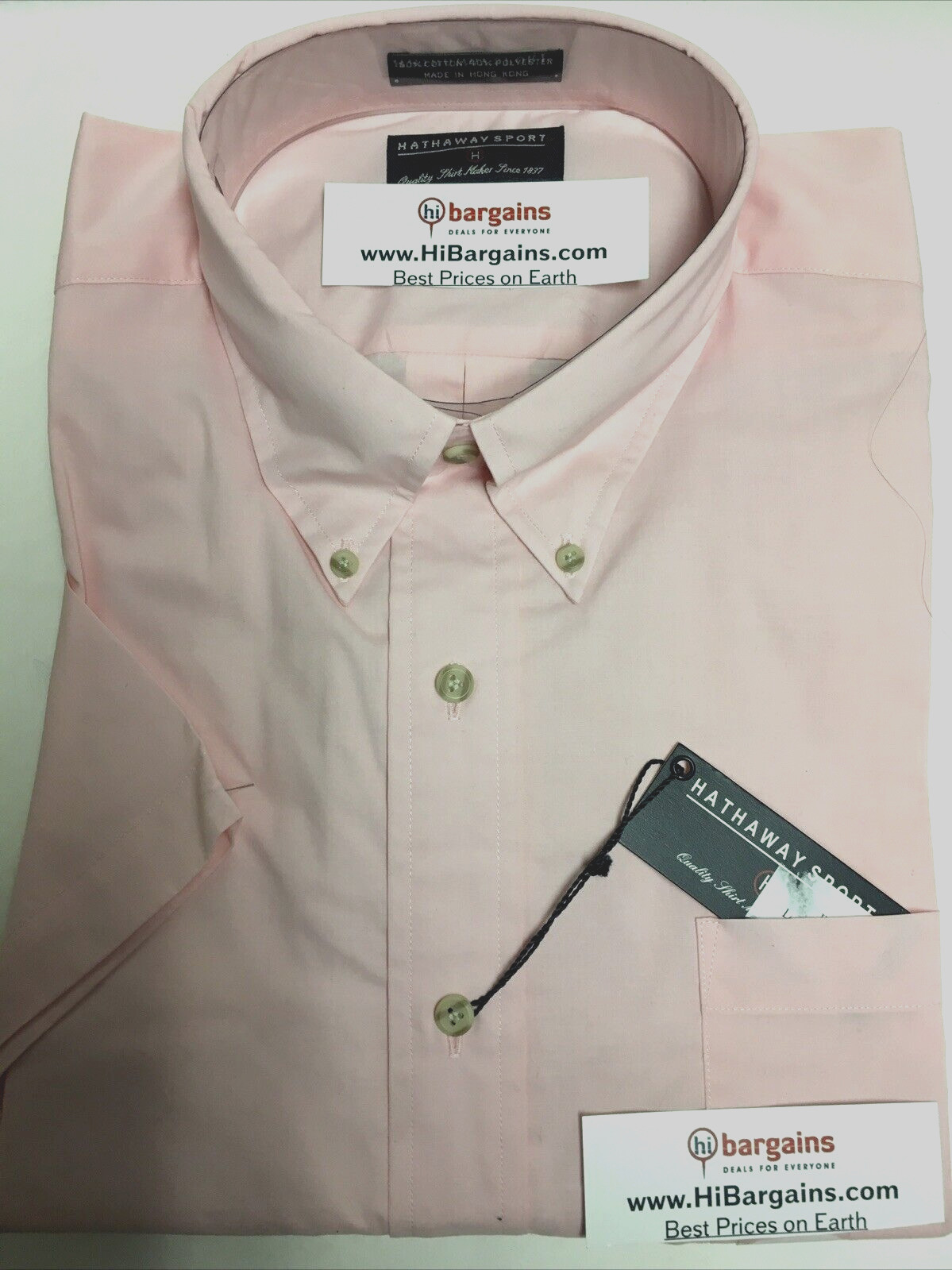 MEN BUTTON DOWN HATHAWAY SPORT COTTON BLEND PINK SHORT SLEEVES / HONG KONG