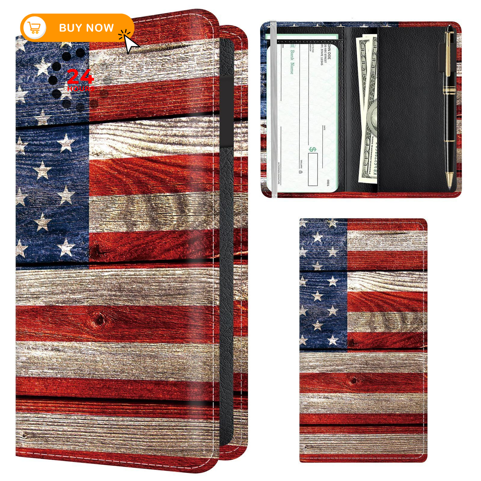 APVDSH Checkbook Cover for Personal 7 x 3.9 x 0.6 inches, American Flag