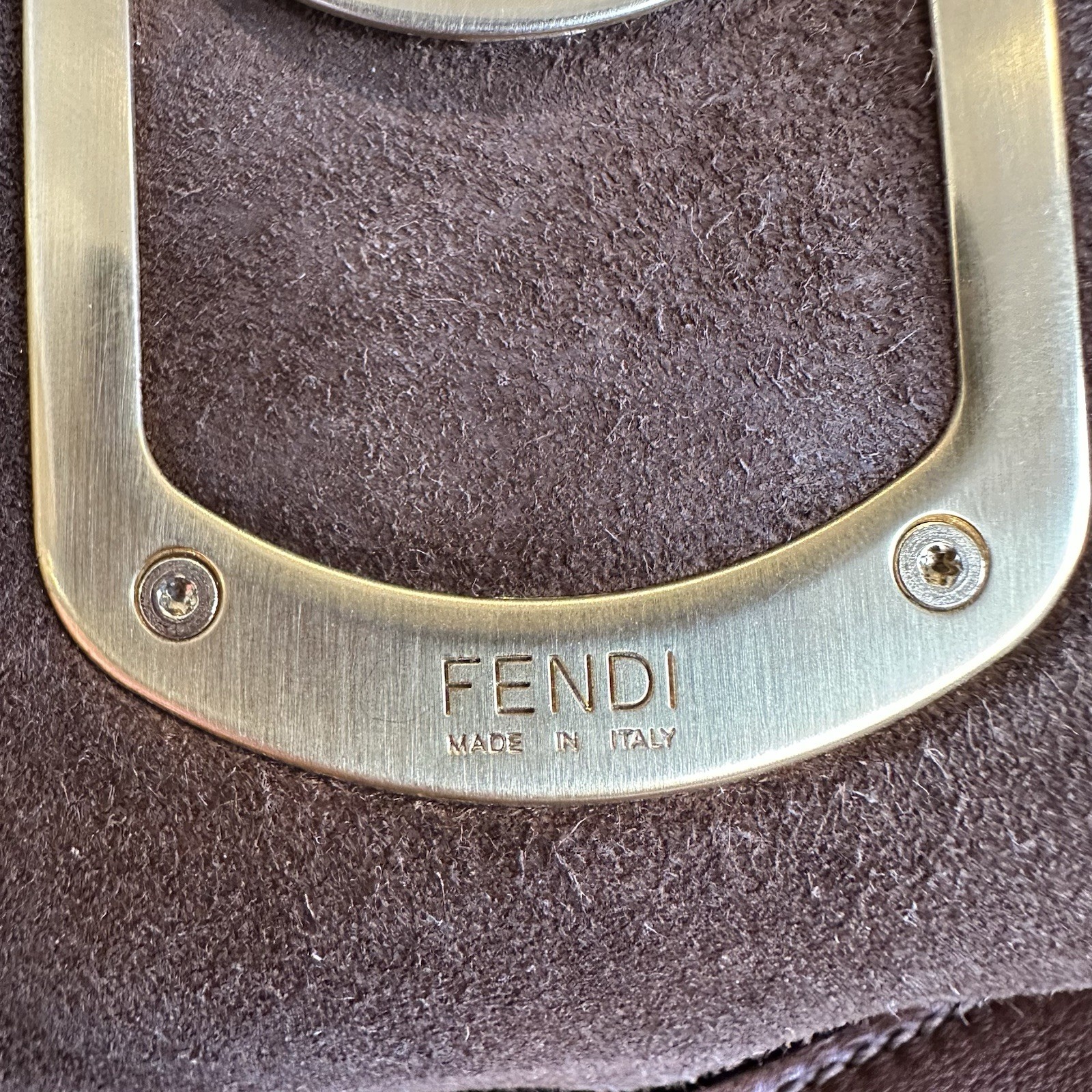 Fendi FF Vintage Brown Tan Leather Medium Anna Shoulder Bag