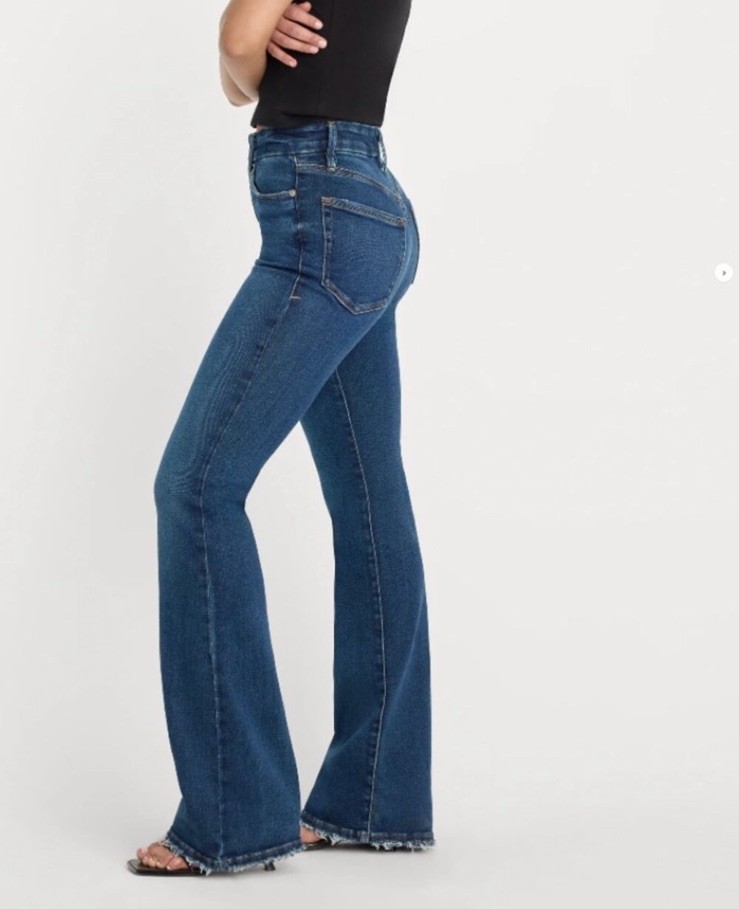 Good American Soft Tech Good Classic High-Rise Bootcut western Jeans Stretch 12