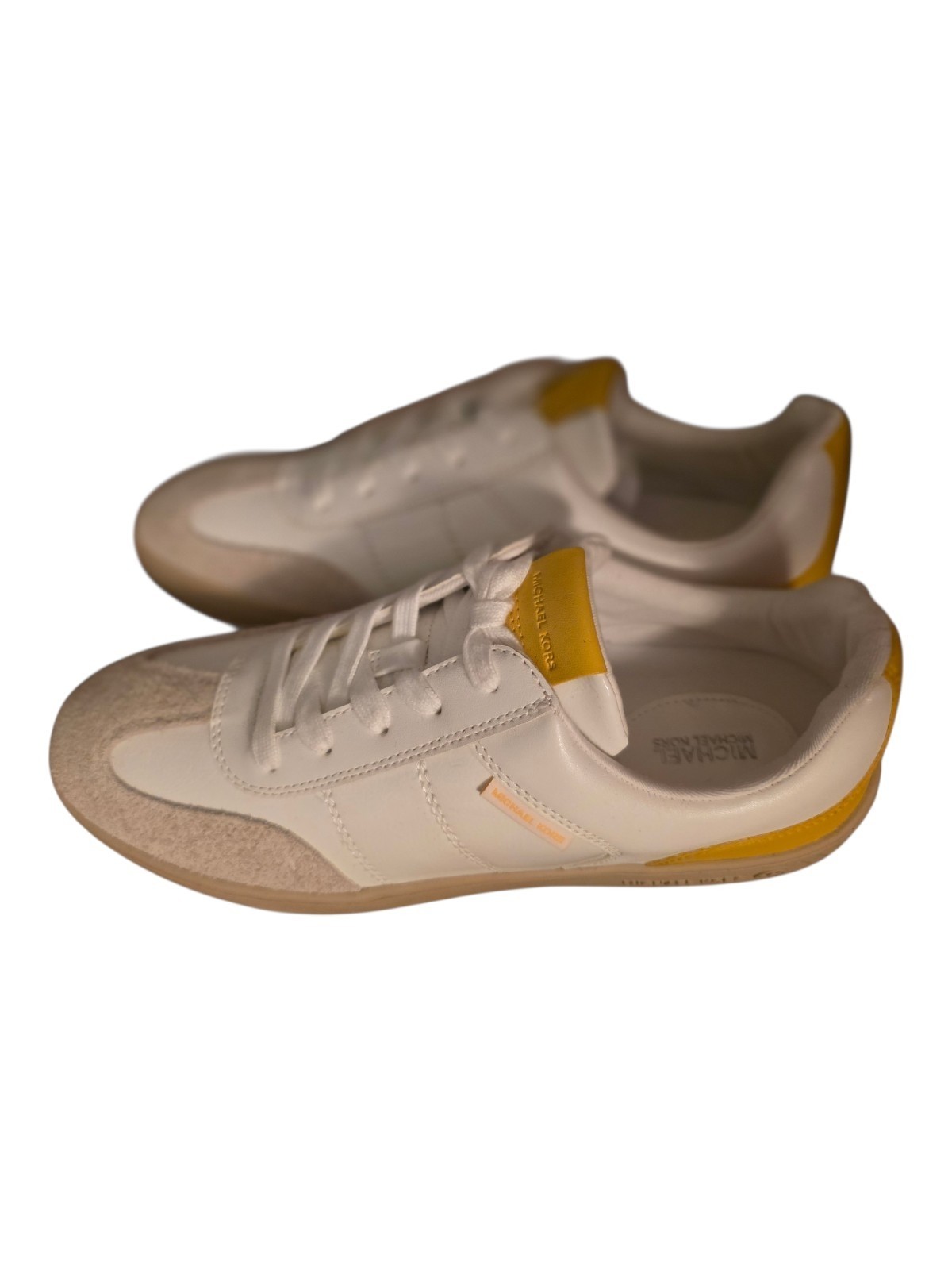 Michael Kors Men’s Colorblock Lace-Up Low Top Sneakers White/Beige/Yellow 8.5