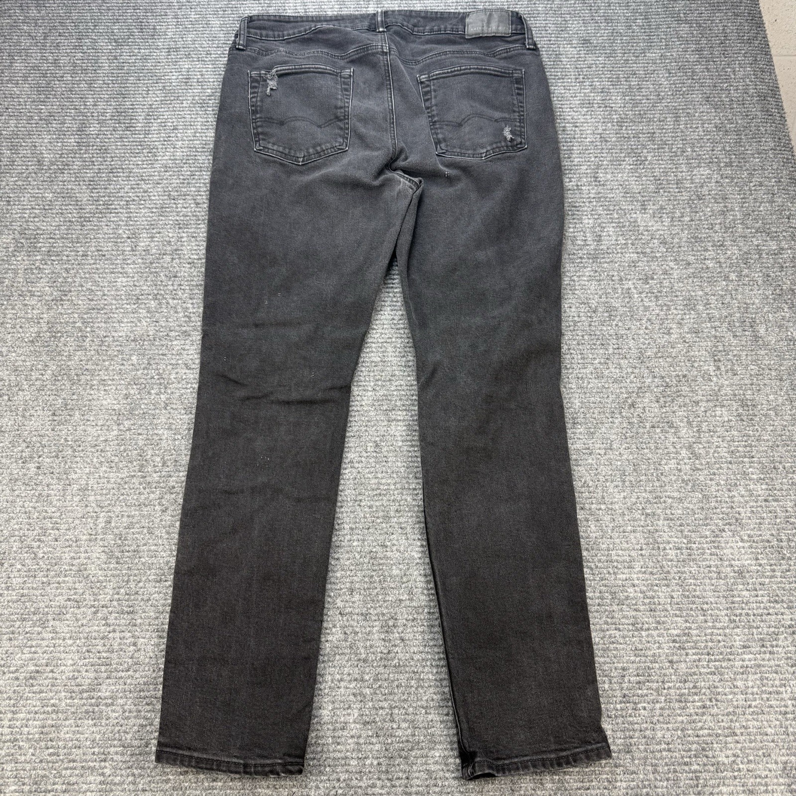 American Eagle AirFlex+ Athletic Skinny Jeans Men 36×32 Black Distressed Stretch