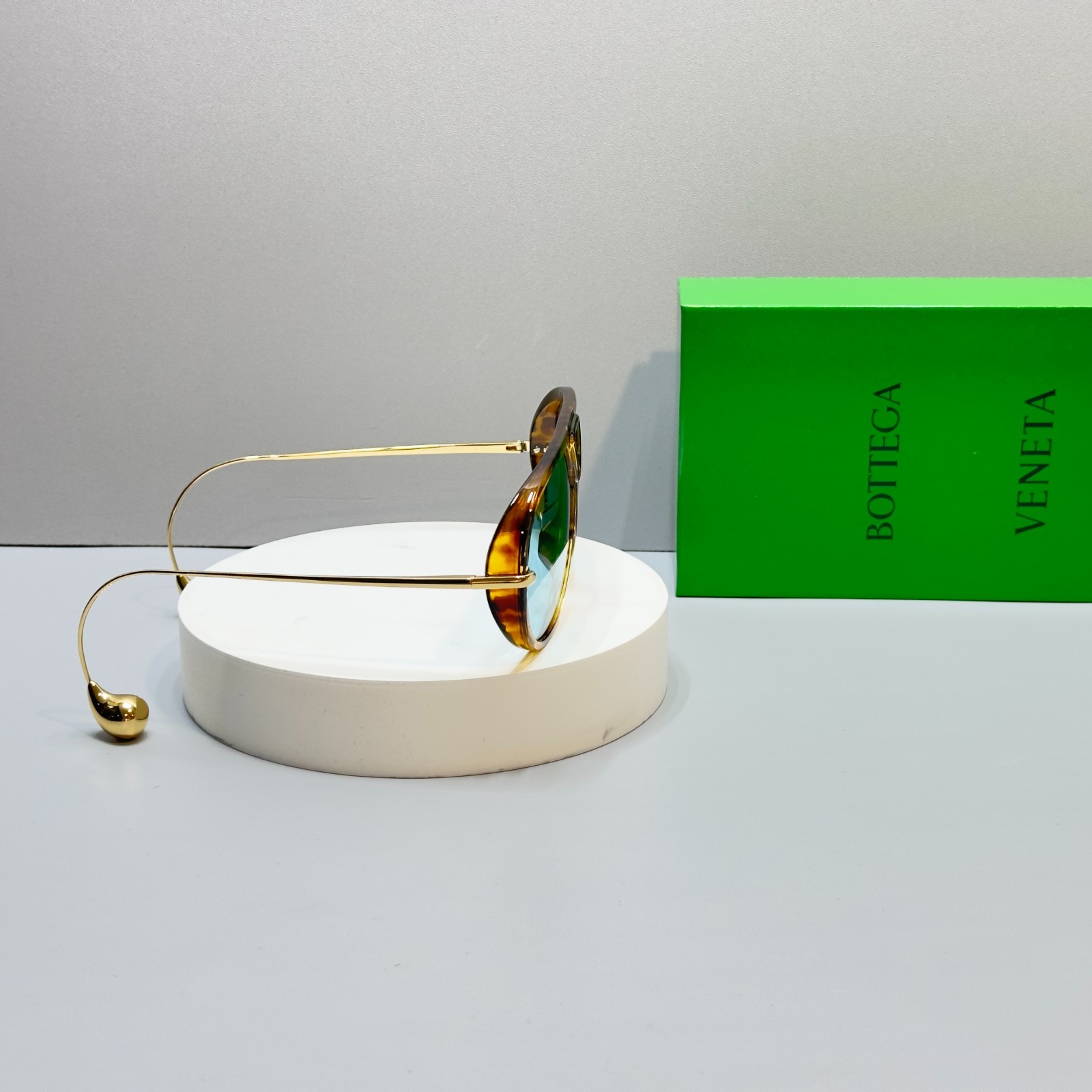 Bottega Veneta BV1273S Tortoise Gold Blue Lens Aviator Sunglasses New w/ Box