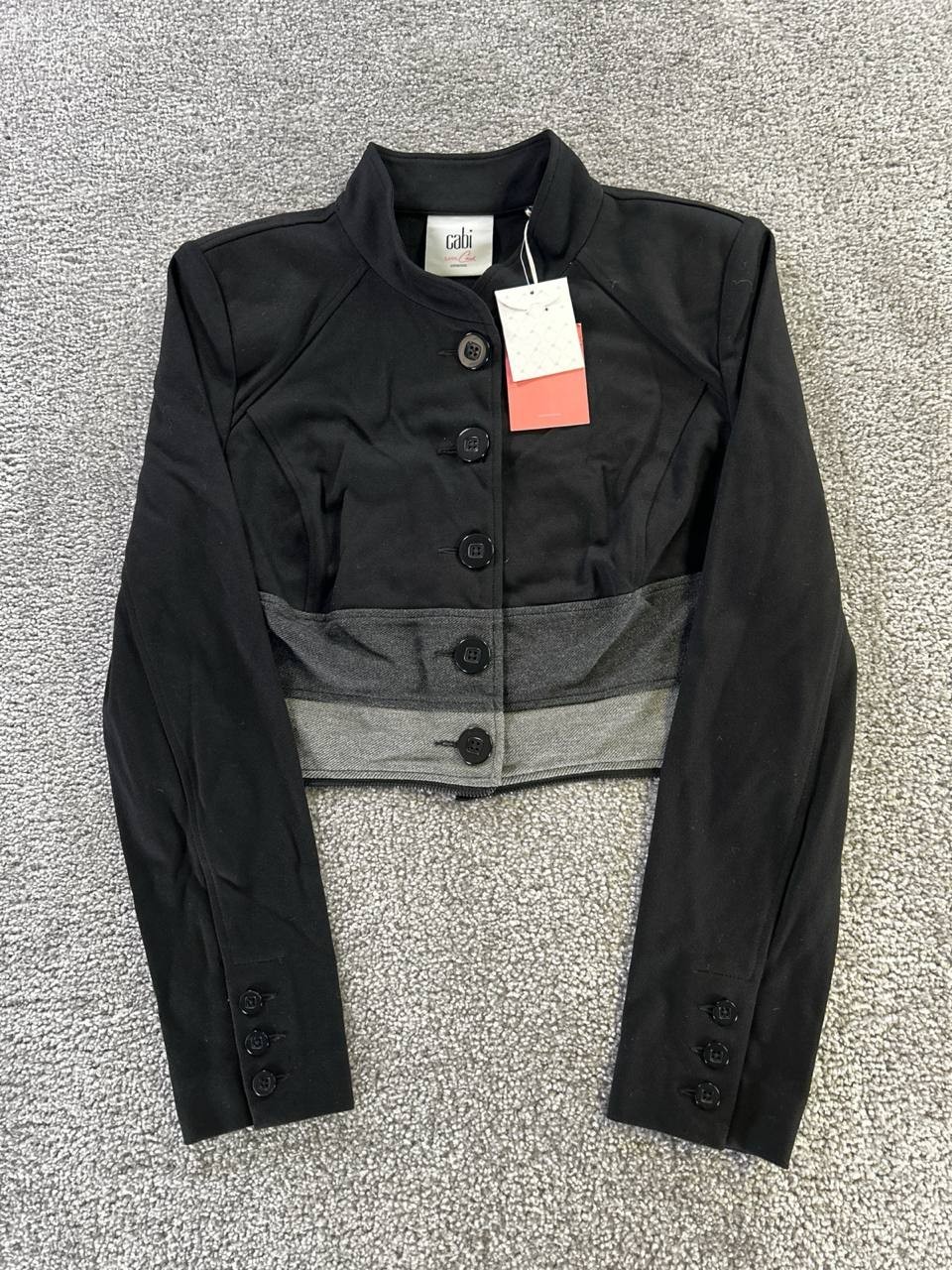Cabi Jacket Womens Medium Black Gray Cropped New