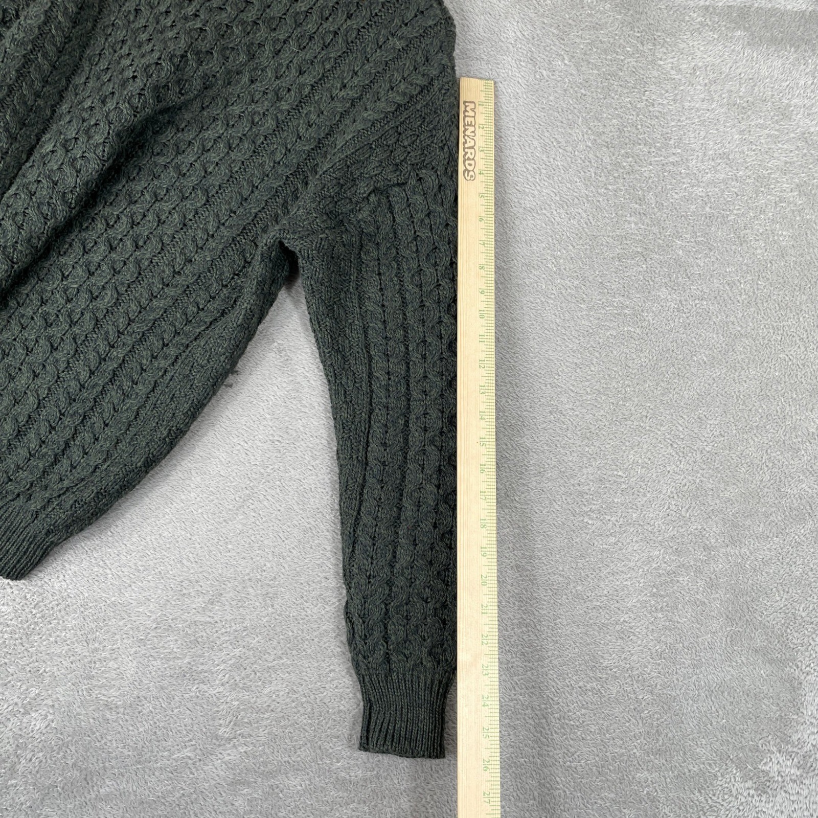 Aran Crafts Sweater Womens Large Green Merino Wool Cable Knit Irish Fisherman