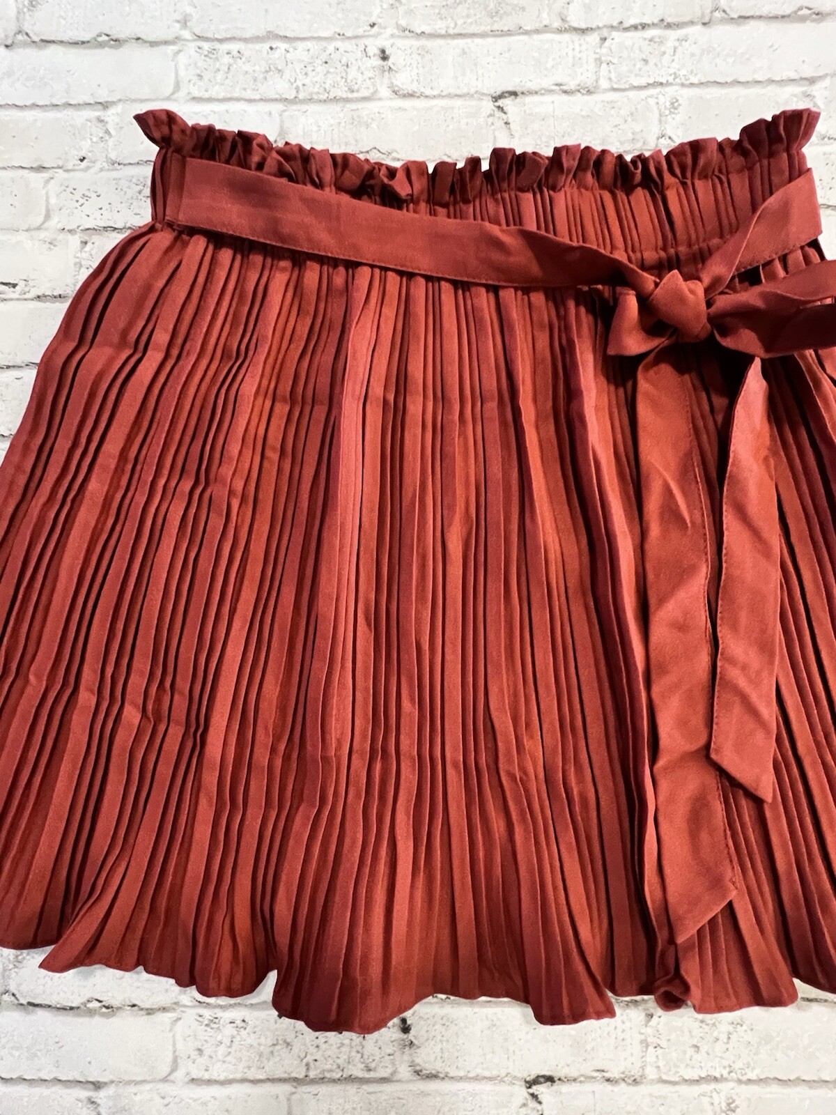 Haute Monde Skirt Womens Pleated Solid Tie Rust Large * READ New