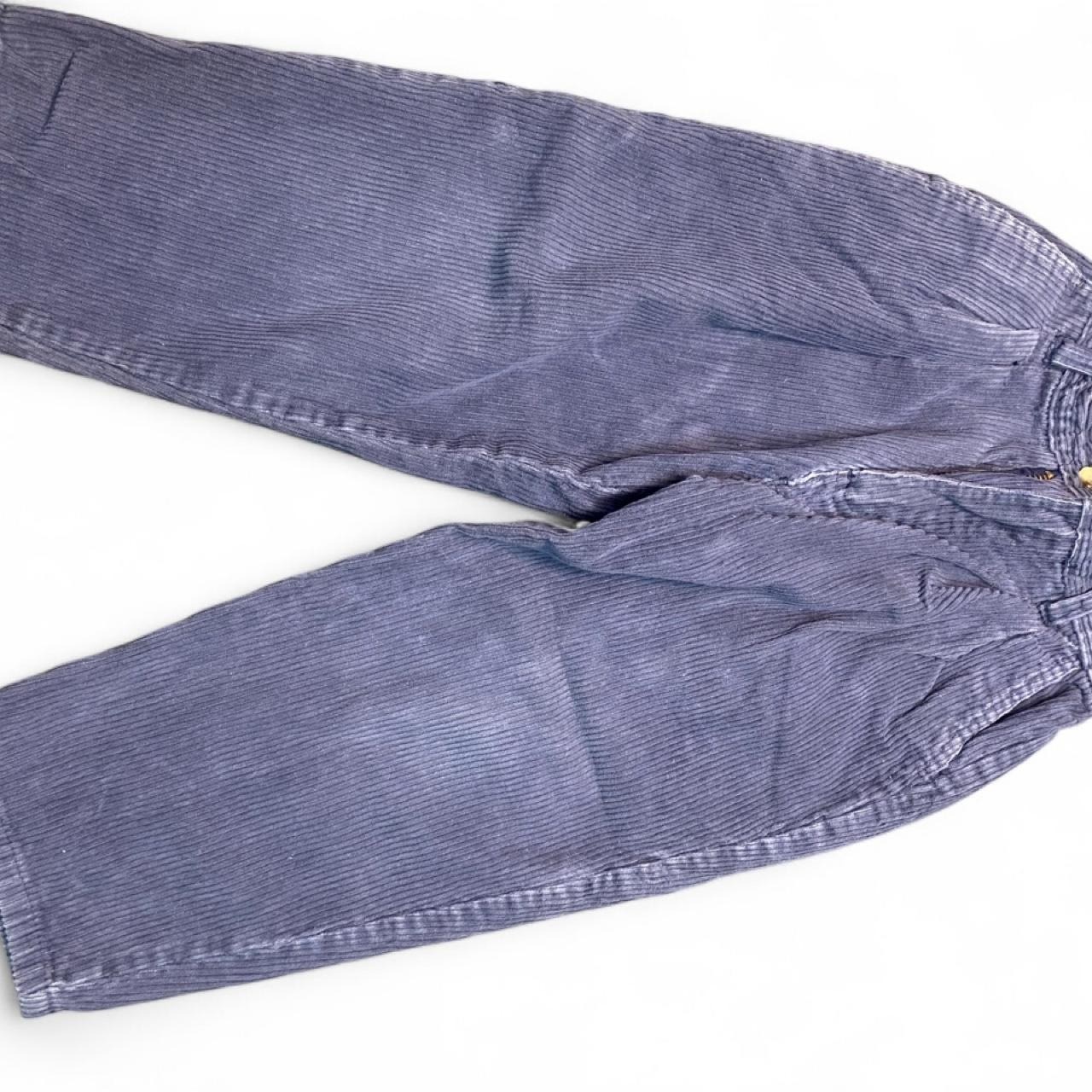 Blue corduroy cotton pants with vertical stripes, size 4