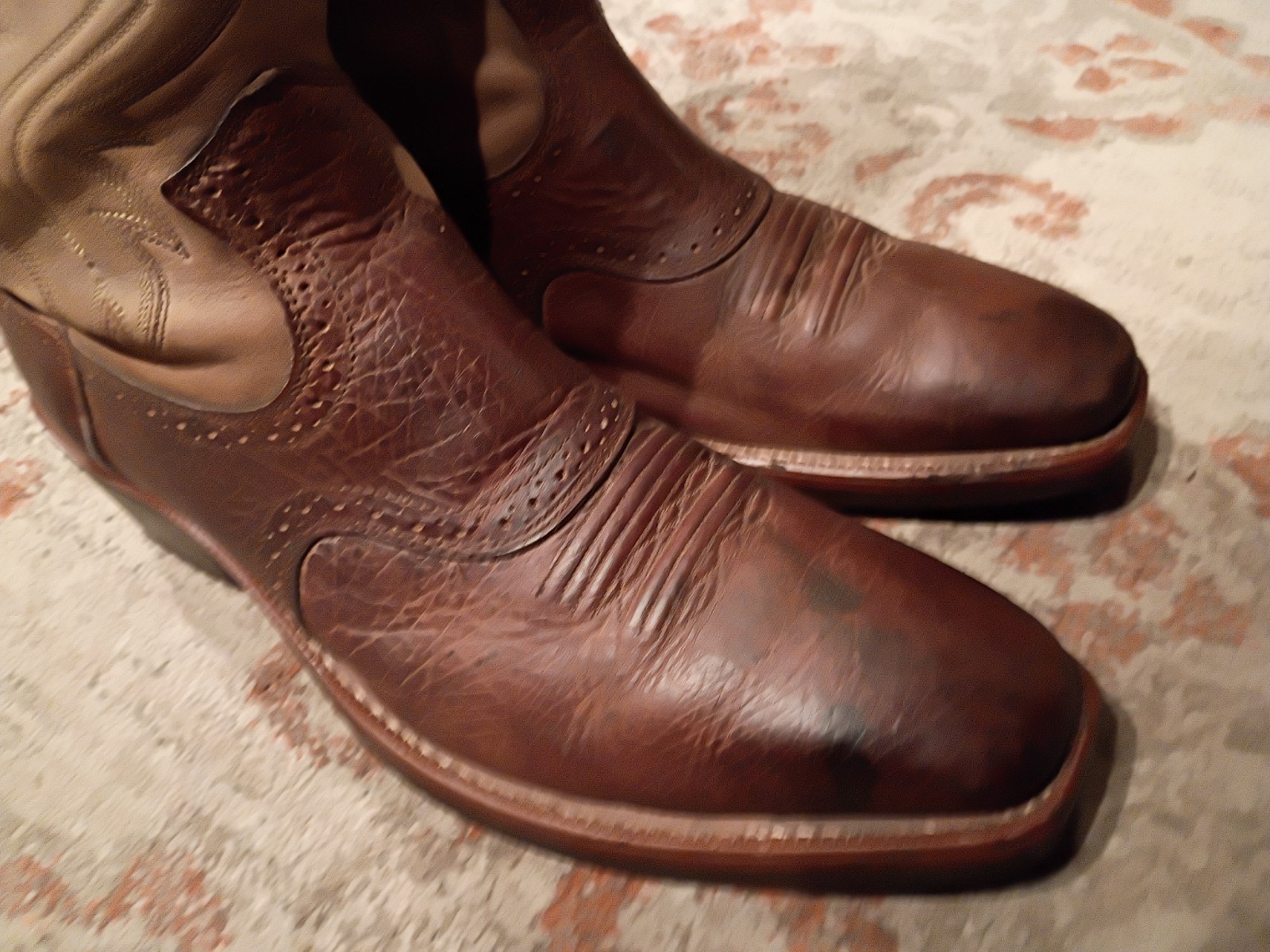 ARIAT ROUGHSTOCK BROWN BULLHIDE LEATHER SQUARE TOE COWBOY BOOTS #34828 MEN’S 13D