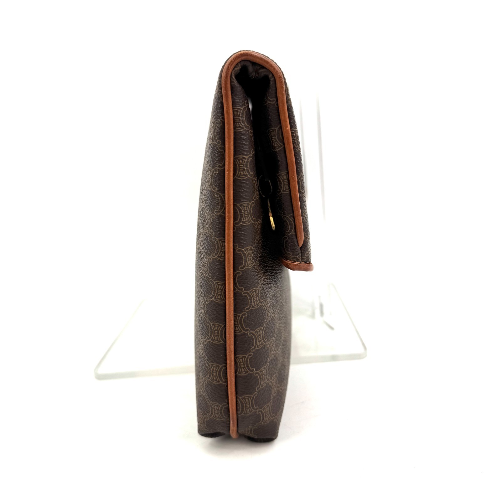 Vintage CELINE Macadam Flap clutch Bag Purse Pouch Brown