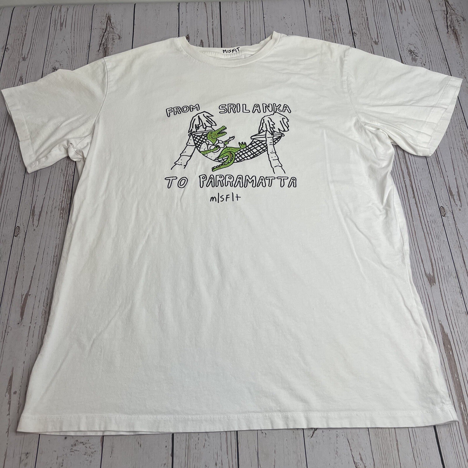 Misfit Mad Minds Graphic T Shirt From Sri Lanka to Parramatta Mens Large White