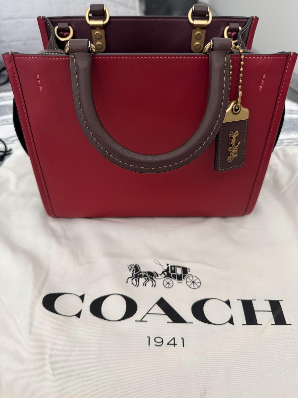 Coach Rogue Bag 25 In Colorblock, Style C6461, B4/Brick Red Multi, New With Tag!