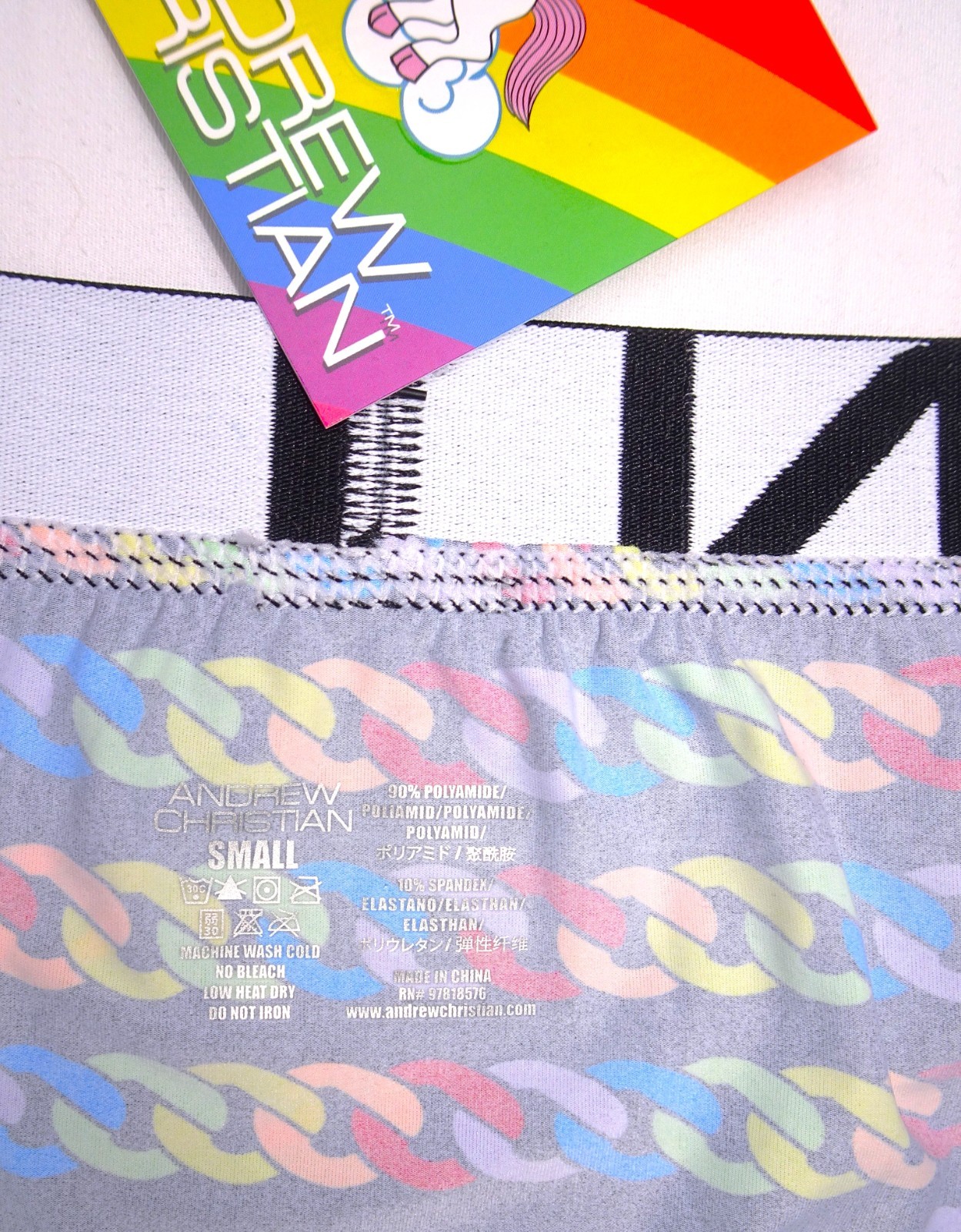 Andrew Christian Pride Chain Brief – 91863 – Multicolor: Small, Medium & Large