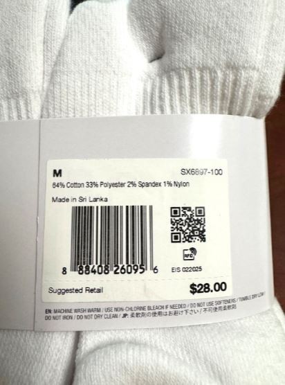 Nike Youth Crew Socks, Everyday Plus Cushioned SX6897-100 Medium 5y-7y, 6 PAIRS