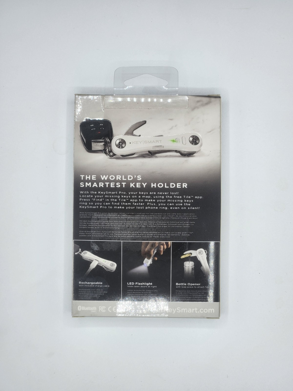 KeySmart – Key Holder Pro with Tile Smart Location, White