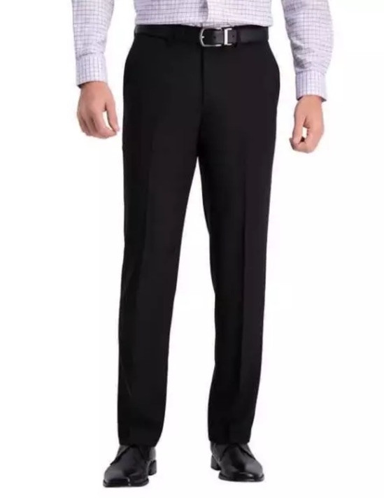 Haggar Men Black Premium Comfort Straight Fit Stretch Dress Pants Size 40X30
