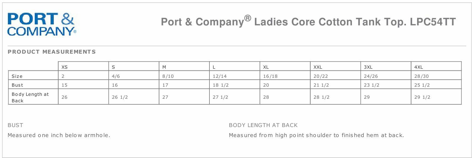 Port & Company Womens Tank Top Core Cotton Scalloped hem LPC54TT