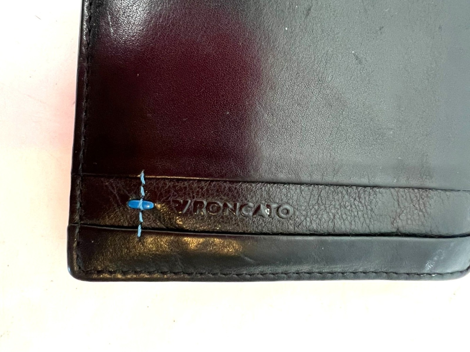 RV Roncato Black Leather Wallet 8 Card Slots Mens Slim Design
