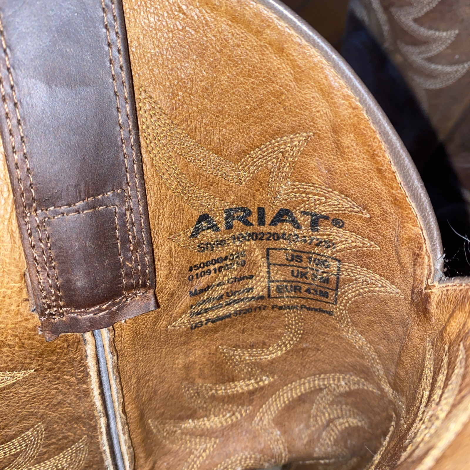 ARIET Heritage 34725 Cowboy Boots Western Brown Leather Mens Size 10D